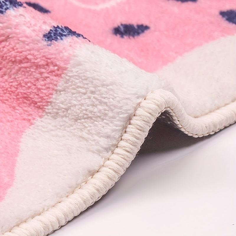 Cartoon Pink Leopard Bath Rug Soft Non Slip Absorbent Bath Mat Machine Washable