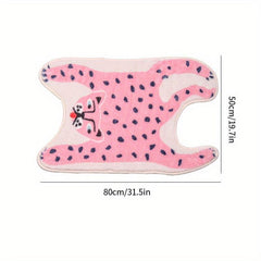 Cartoon Pink Leopard Bath Rug Soft Non Slip Absorbent Bath Mat Machine Washable