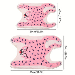 Cartoon Pink Leopard Bath Rug Soft Non Slip Absorbent Bath Mat Machine Washable