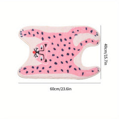 Cartoon Pink Leopard Bath Rug Soft Non Slip Absorbent Bath Mat Machine Washable