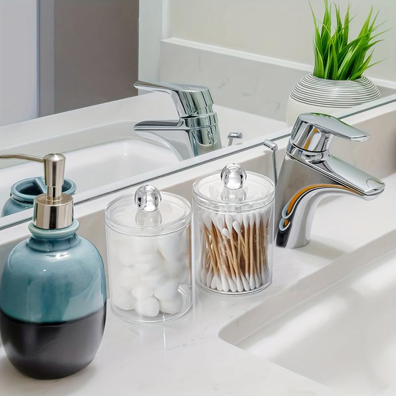 Plastic Cotton Swab Holder Dispenser Round Pads Storage Organizer