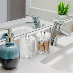 Plastic Cotton Swab Holder Dispenser Round Pads Storage Organizer