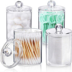 Plastic Cotton Swab Holder Dispenser Round Pads Storage Organizer