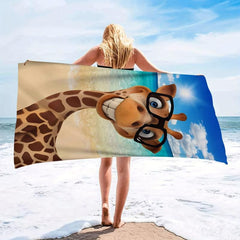 Cute Giraffe Beach Towel Soft & Absorbent
