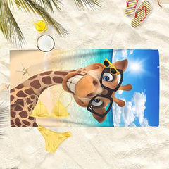 Cute Giraffe Beach Towel Soft & Absorbent