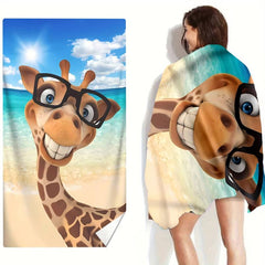Cute Giraffe Beach Towel Soft & Absorbent