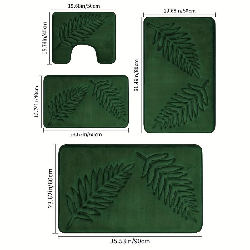 Memory Foam Bath Mat Non Slip U Shape Rug Machine Washable Bathroom Decor