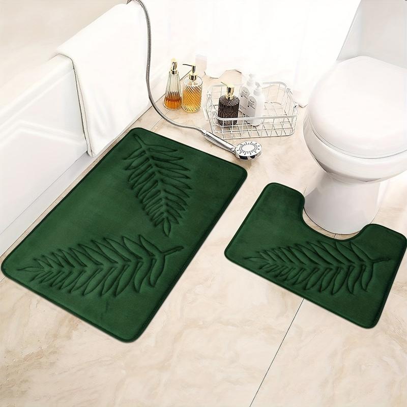 Memory Foam Bath Mat Non Slip U Shape Rug Machine Washable Bathroom Decor