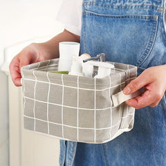 Waterproof Bathroom Basket with Foldable Makeup Organizer