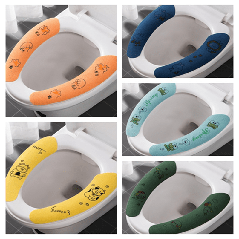 2pcs Washable Cartoon Toilet Seat Covers Non Slip Soft Mat