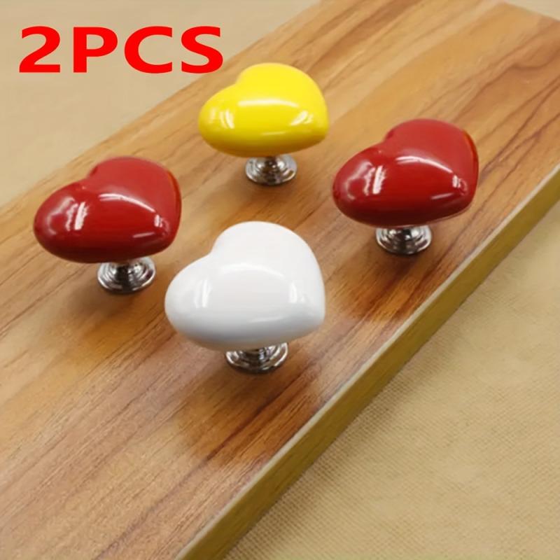 2pcs Colorful Heart Toilet Presser Toilet Tank Button Random