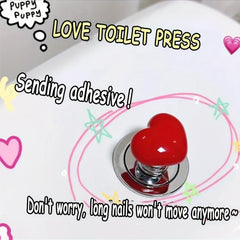 2pcs Colorful Heart Toilet Presser Toilet Tank Button Random