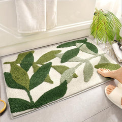 Soft & Comfortable Leaf Pattern Bath Mat - Non Slip Bathroom Floor Mat