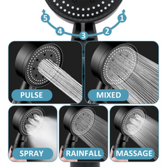 High Pressure Water Saving Shower Head 5 Modes Handheld Shower Head