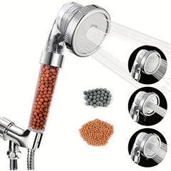 Filtered Shower Head High Pressure Water Saving 3 Settings Handheld Spray