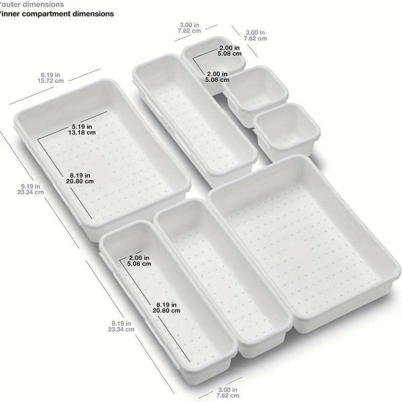 8pcs Drawer Storage Box with Dividers for Makeup, Bathroom, Bedroom, Office