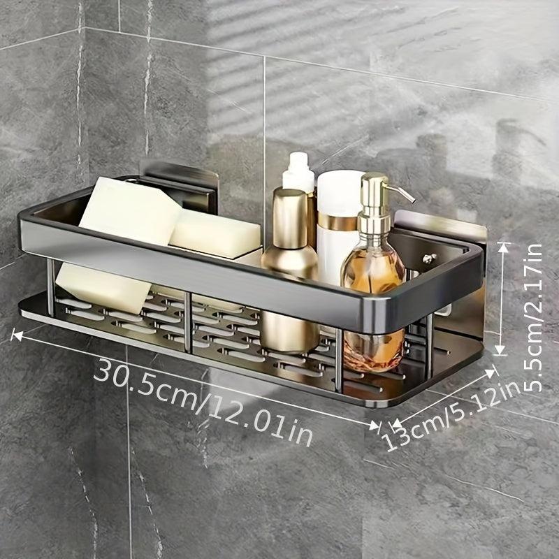 2pcs Wall Mounted Bathroom Storage Rack with Towel Bar