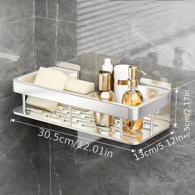 2pcs Wall Mounted Bathroom Storage Rack with Towel Bar