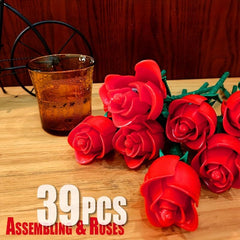 39pcs Christmas Gift Roses Building Block Flower DIY Toy for Confession, Wedding