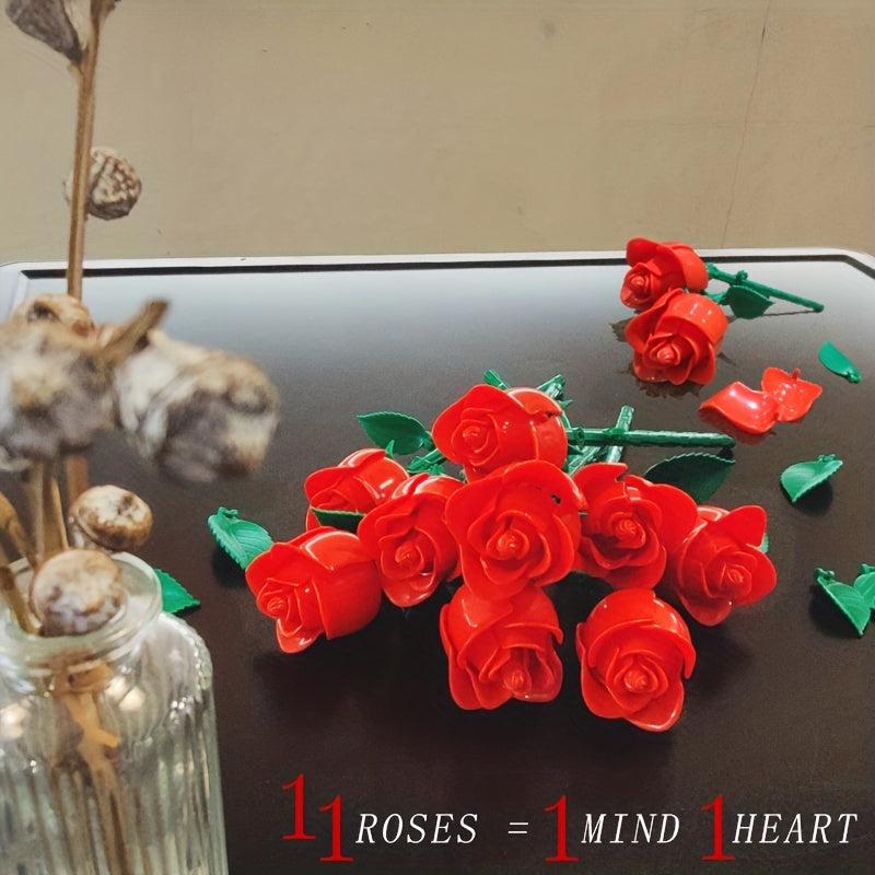 39pcs Christmas Gift Roses Building Block Flower DIY Toy for Confession, Wedding