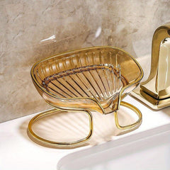 Vertical Oval Soap Tray Rack with Self Drain Spout for Bathroom and Kitchen