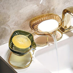 Vertical Oval Soap Tray Rack with Self Drain Spout for Bathroom and Kitchen