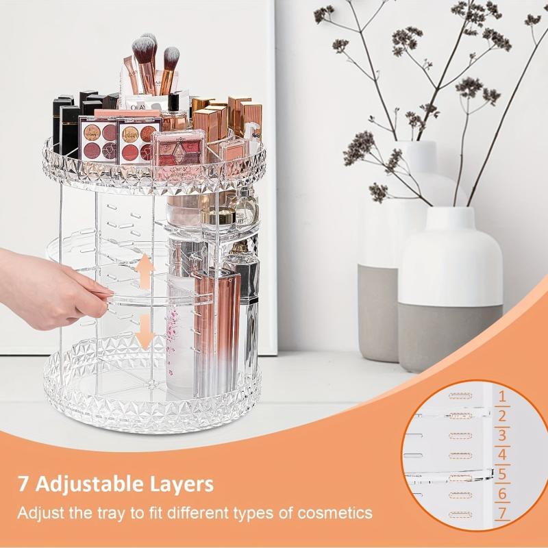 360 Rotating Adjustable Cosmetic Display Case Large Capacity Makeup Organizer