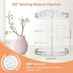 360 Rotating Adjustable Cosmetic Display Case Large Capacity Makeup Organizer