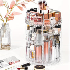 360 Rotating Adjustable Cosmetic Display Case Large Capacity Makeup Organizer