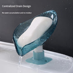 Leaf Shaped Self Draining Soap Holder with Suction Cup