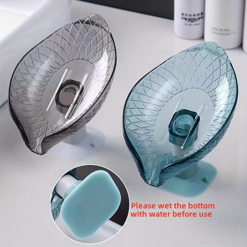 Leaf Shaped Self Draining Soap Holder with Suction Cup