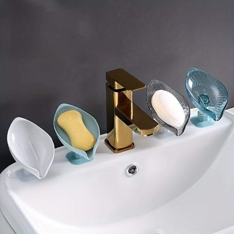 Leaf Shaped Self Draining Soap Holder with Suction Cup