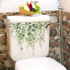 Removable Flower and Leaf Wall Sticker for Bathroom Decoration