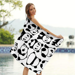 Panda Cartoon Beach Towel Lightweight 59x29 for Women