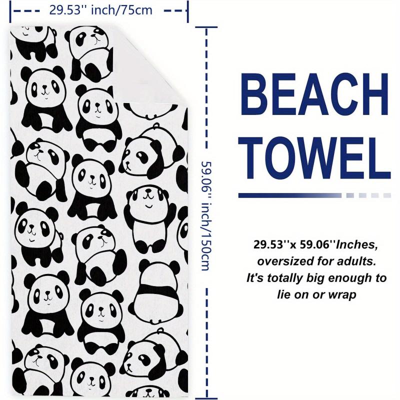 Panda Cartoon Beach Towel Lightweight 59x29 for Women
