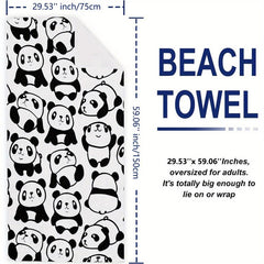 Panda Cartoon Beach Towel Lightweight 59x29 for Women