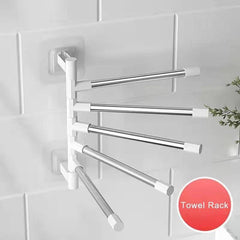 Wall Mounted Rotating Towel Storage Rack Bathroom Kitchen Washroom Holder