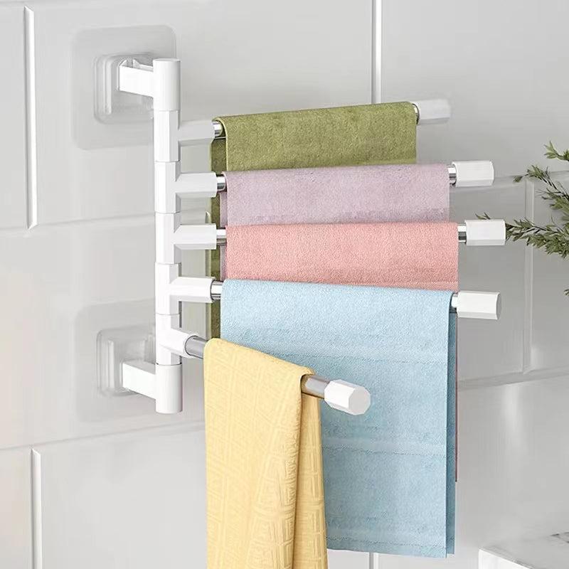 Wall Mounted Rotating Towel Storage Rack Bathroom Kitchen Washroom Holder