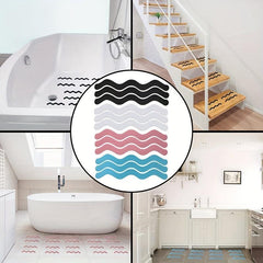 12pcs Wave Shaped Toilet Anti slip Stickers with Scraper