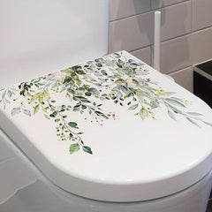 Flower Leaf Toilet Sticker Creative Decorative Lid Decals Self-adhesive Wall