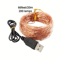 66ft Copper Wire Led String Lights USB Plug Fairy Garland