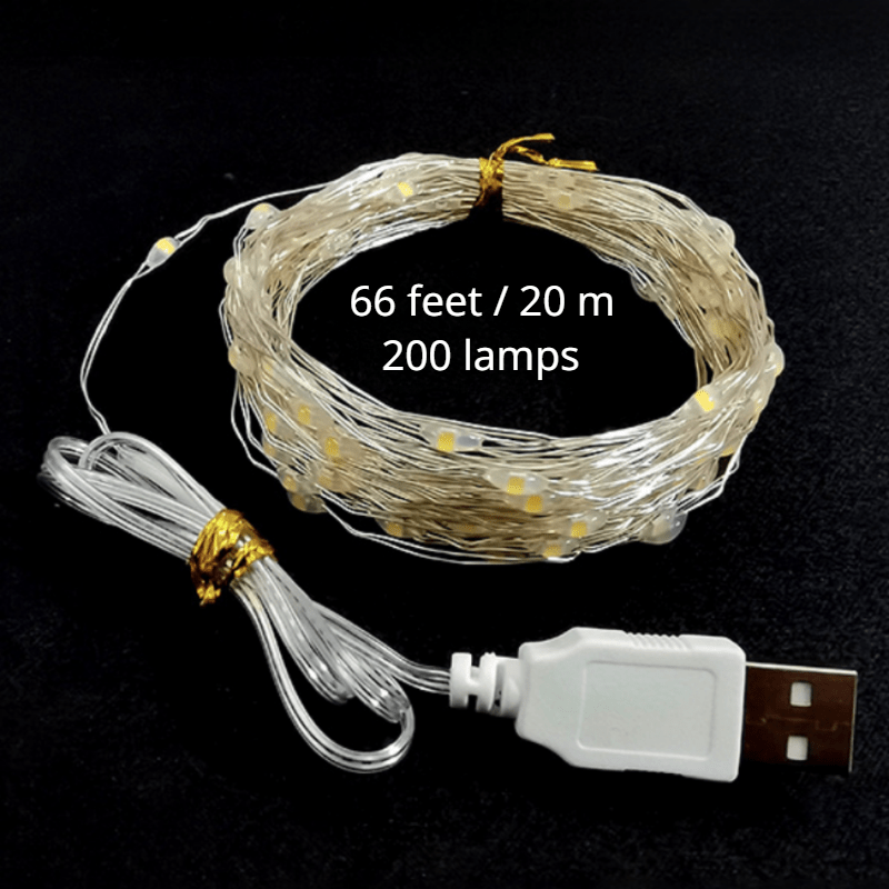 66ft Copper Wire Led String Lights USB Plug Fairy Garland