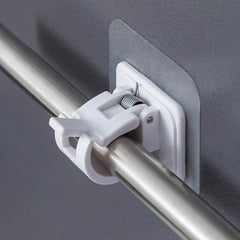 2pcs Adhesive Hooks Punch Curtain Rod Clip Hook Shower Curtain Rod Holder
