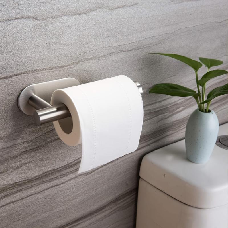 3pcs Toilet Paper Holder Self Adhesive Rack Stainless Steel Brushed
