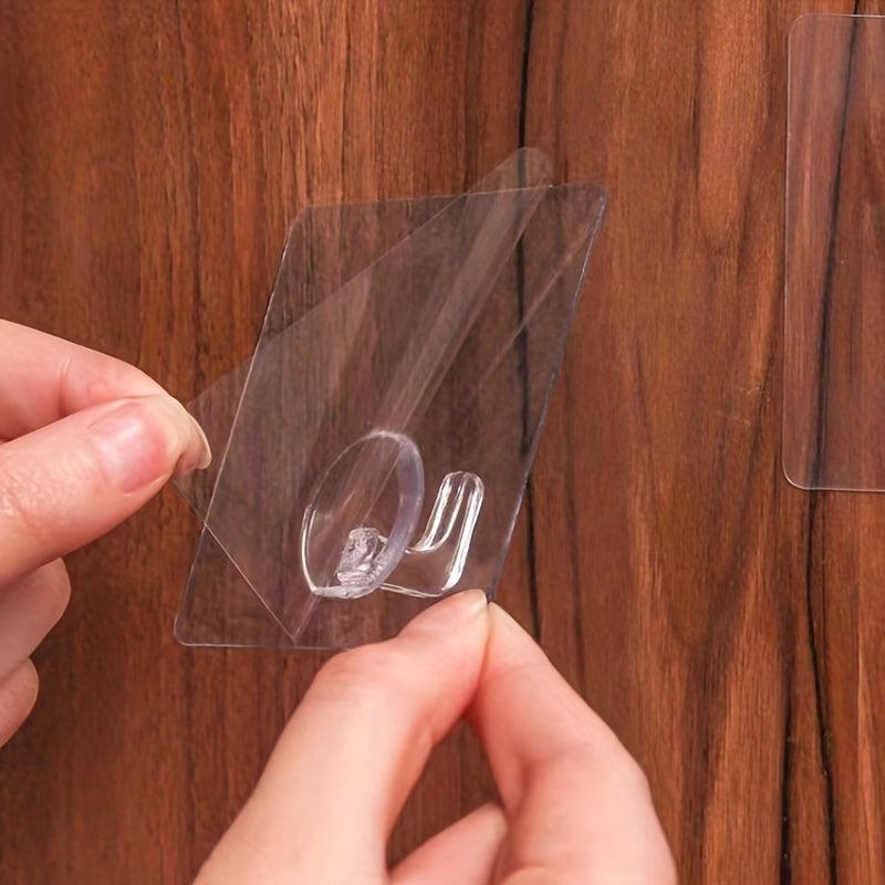 10pcs Stainless Steel Reusable Sticky Hooks Bathroom Kitchen Wall Mount