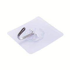 10pcs Stainless Steel Reusable Sticky Hooks Bathroom Kitchen Wall Mount