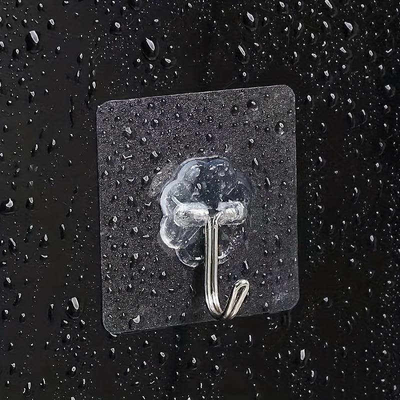 10pcs Stainless Steel Reusable Sticky Hooks Bathroom Kitchen Wall Mount