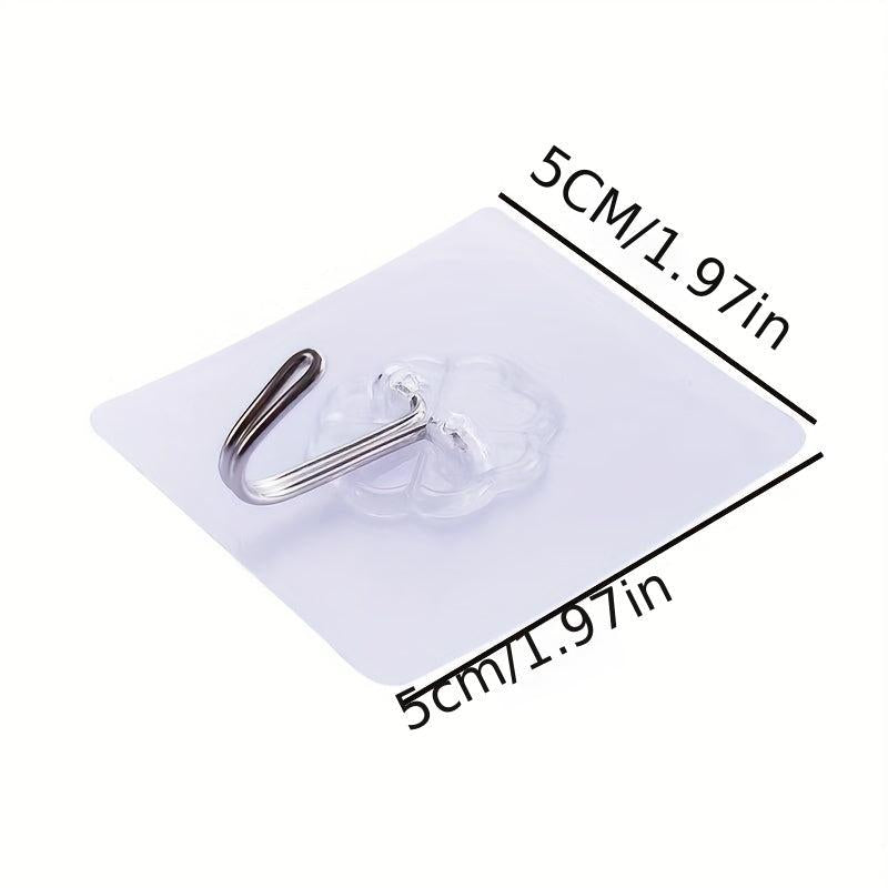 10pcs Stainless Steel Reusable Sticky Hooks Bathroom Kitchen Wall Mount