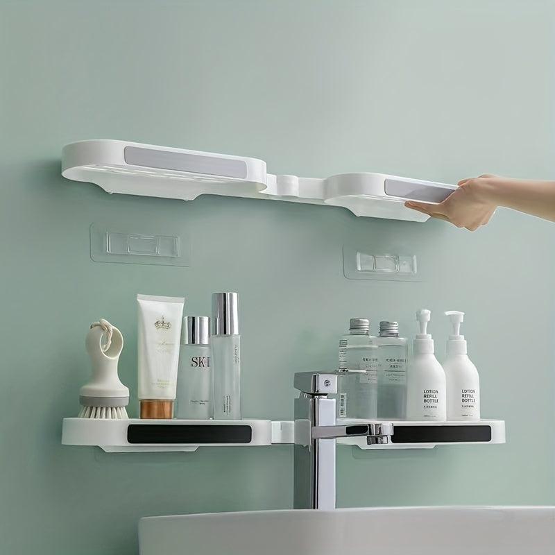 Wall Mounted Foldable Bathroom Storage Rack with Drain Tray