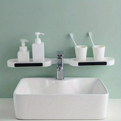 Wall Mounted Foldable Bathroom Storage Rack with Drain Tray